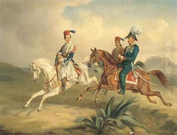 King Otto of Greece on Horseback with the Parthenon beyond - view 1