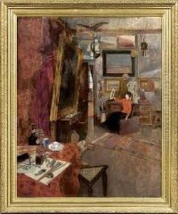 Pittrice Nel Suo Atelier by L. Theuenet