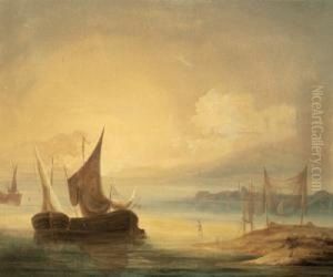 Reiseerinnerung - Spanische Kuste Mit Cadiz In Sicht, Gemahlt Von Josef Theurich