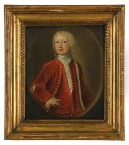 Portrait Of A Young Boy In A Red Coat. by Jeremiah Theus