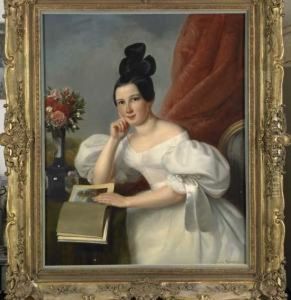 Jeune Fille Au Carnet De Dessin by Claude Noel Thevenin