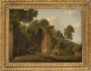 Vue De La Grotte De La Nymphe Egerie Pres De Rome by Jean Thomas Thibault
