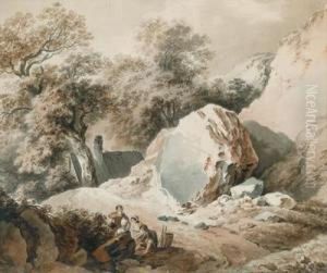 A Landscape With A Rock And A Hut by Ludwig Thibeaux
