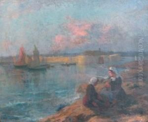 Bretonnes Assises Devant Concarneau by Henri L. Thiebault