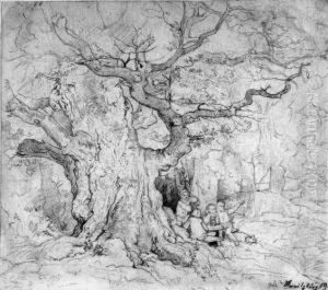 Die Rast Unter Der Alten Eiche. 1859 by Arthur Thiele