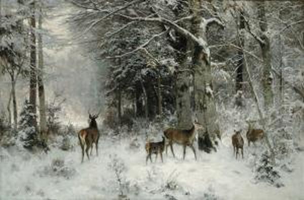 Deer In A Winter Landscape (1889) - view 1
