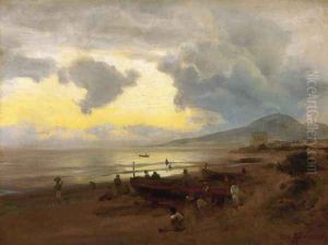 Sunset on the Shore by Oswald Achenbach