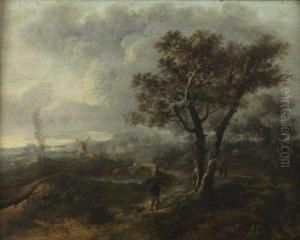 Promeneur Et Son Chien Pres D'un Arbre