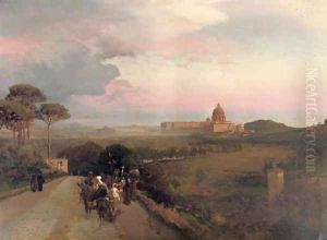 Pilgrims on the Via Cassia, Rome by Oswald Achenbach