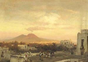 Sunset over Napels by Oswald Achenbach