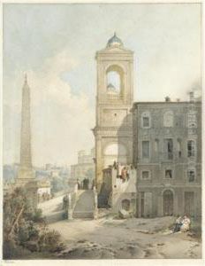 Veduta Di Trinita Dei Monti by Claude I Thienon