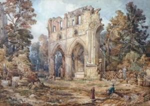 Vue De L'abbaye De Dryburgh En Ecosse by Louis Desiree Thienon