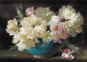 Pink and white peonies in a bowl by Helen Cordelia Coleman Angell