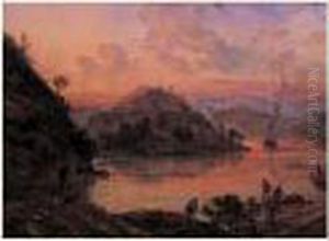Vue Du Lac Katerine Du Cote Des Trosars, Ecosse by Louis Desiree Thienon