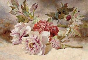 Still life of rununculas and peonies by Helen Cordelia Coleman Angell