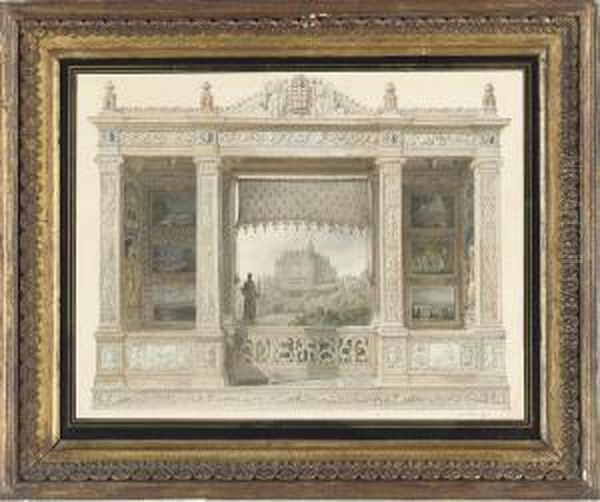 The Chateau At Chatillon-coligny-montmorency Of The Montmorencyfamily, Observed Through A Window From A Neo-classical Picturegallery - view 1