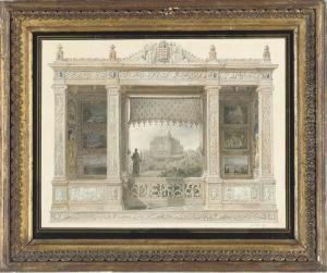 The Chateau At Chatillon-coligny-montmorency Of The Montmorencyfamily, Observed Through A Window From A Neo-classical Picturegallery by Hilaire Thierry