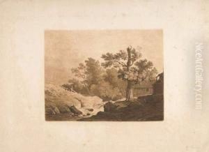 Kleiner Wasserfall Am Gehoft. by Wilhelm Adam Thierry