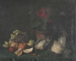 Stilleven Met Gevogelte, Fruit En Bloempot