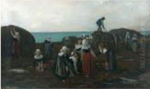 Ramasseuses De Goemon En Bretagne by Charles Victor Thirion
