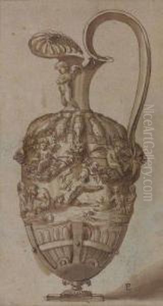 Aiguiere A Motif D'ecrevisses Et De Baignade - view 1