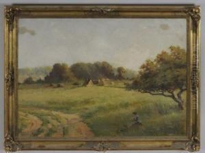 Village Dans La Campagne by Auguste Antoine Thivet