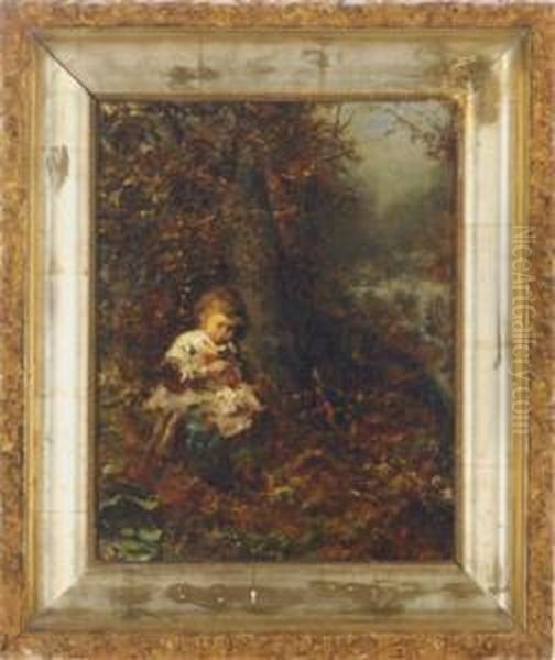A Child Playing In The Woods - view 1