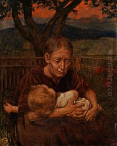 Grossmutter Mit Einem Kleinkind by Hans Thoma