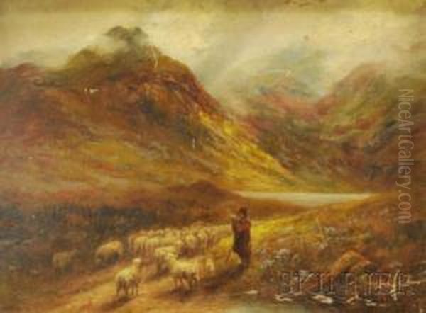 Shepherd Leading His Flock Through The Pass - view 1