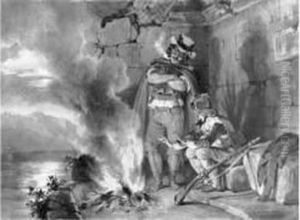 Deux Contrebandiers Au Coin Du Feu by Antoine J. Baptiste Thomas