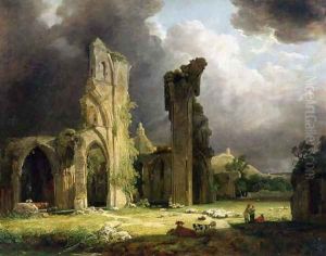 Glastonbury Abbey with the Tor beyond
