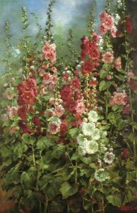 Hollyhocks by Mathias (Joseph) Alten