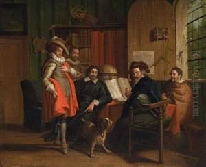 Four Savants With Democritus Of Abdera In The Study Parlour