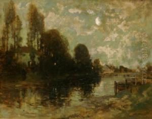 Moonlit French Village by George Grosvenor Thomas