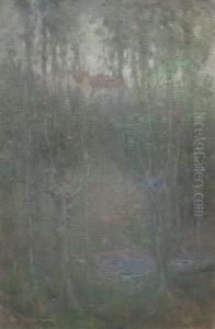 Wooded Scene With Houses by George Grosvenor Thomas