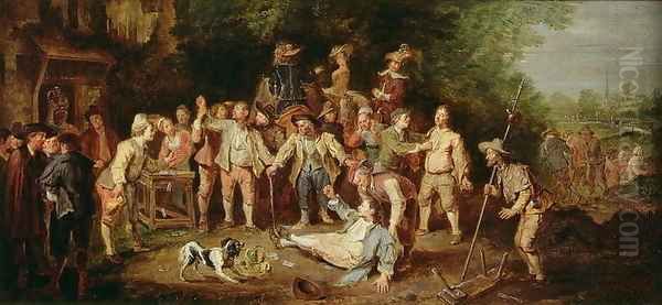 Peasants Brawling Outside a Tavern - view 1