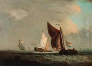Barges And Other Shipping Off The Dutch Coast