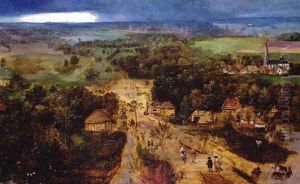 Landscape with the flight into Egypt c.1530 by Jan van Amstel