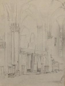 Interior Of Bayeux Cathedral by Robert Kent Thomas