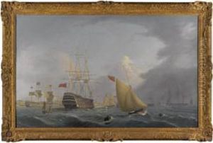 H.m.s. Royal George And Other Shipping In Portsmouth Harbour by Robert Strickland Thomas