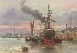 Vessels moored at the quay, a French port by Saverio Altamura