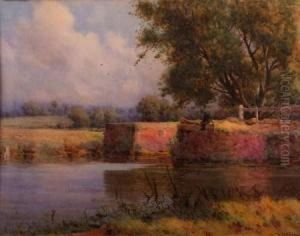 Man Fishing At A Loch by William Barton Thomas