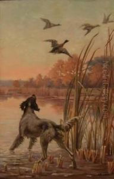 Chiens Devant Des Canards - view 1