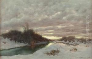 Winterlandschaft Am Abend