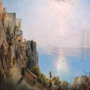 View Of The Bay Of Naples, Bright Sunshine by Friedrich Thoming