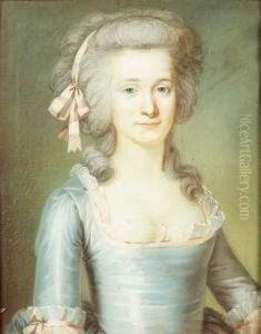 Portrait De Jeune Femme A La Robe Bleue. by Pierre Philippe Thomire