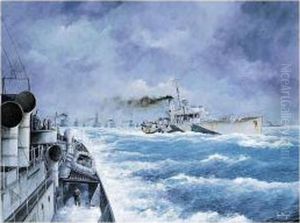 Eyes Of The Convoy, Flower Class Corvette Embarking On The Pick Duty by Adrian Thompson