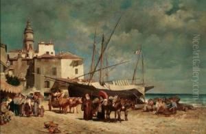 Figures Gathered Along A Mediterranean Shore by Alfred Wordsworth Thompson