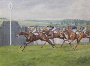 'steward's Cup, Goodwood, 1929, 1st - Fleeting Memory, 2nd - Golden Oracle, 3rd - Dark Fire' 'algernon Thompson', Titled On Back Board