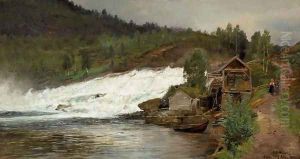 Waterfall at Osen (Foss ved Osen) by Anders Monsen Askevold